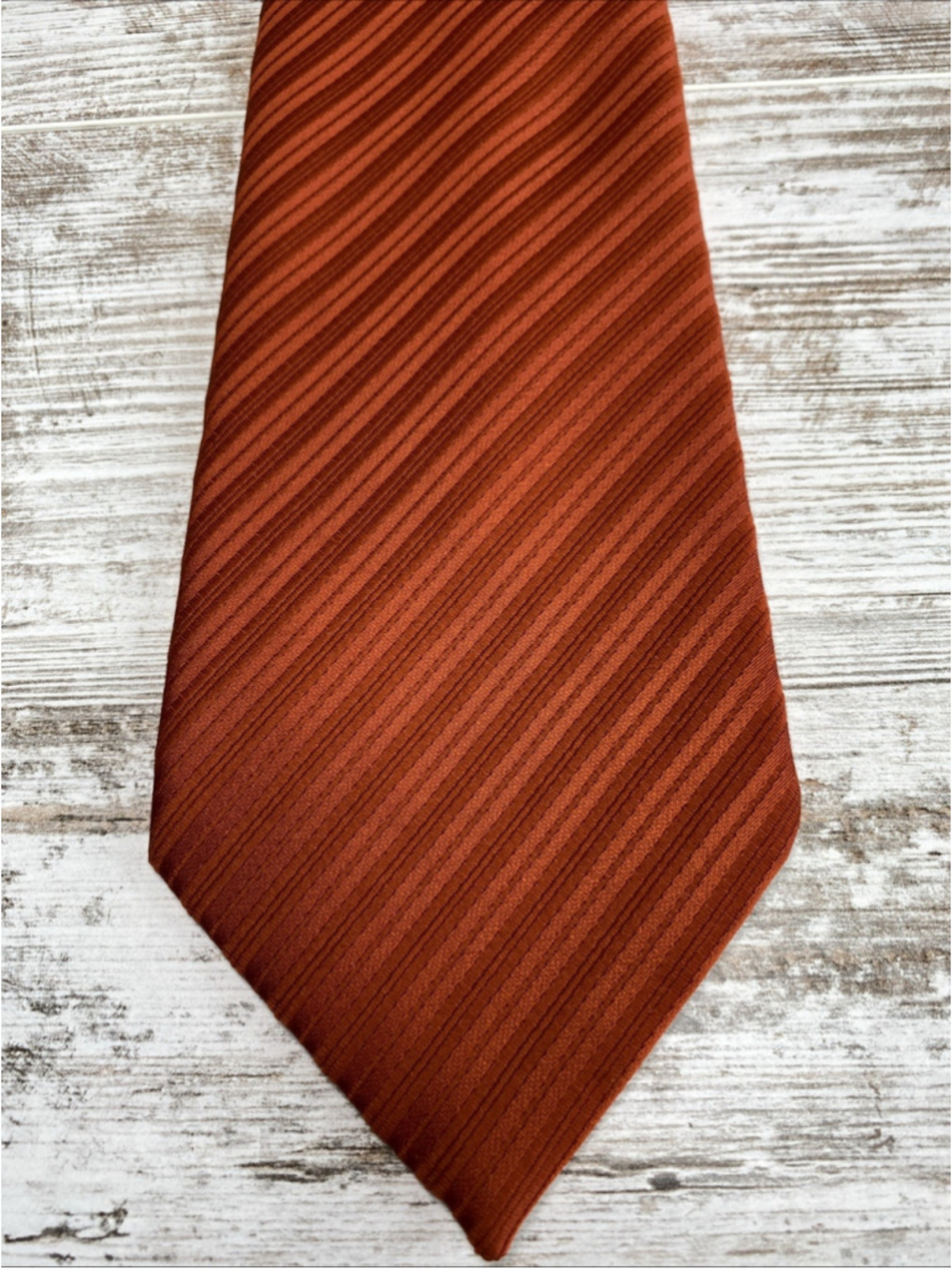 Vintage Weatherwax’s by Damon Tie 70s Rust Orange Textured Stripe Polyester